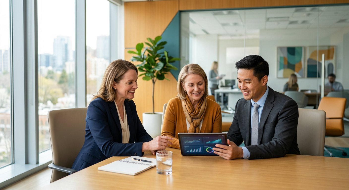 Finance Vision Way advisors reviewing a financial plan with a client