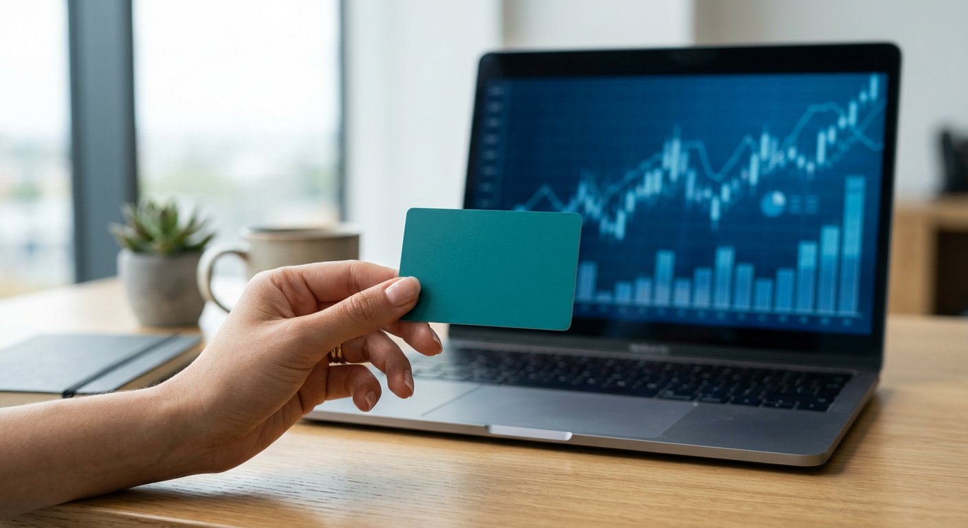 Credit card and financial chart representing credit loan options